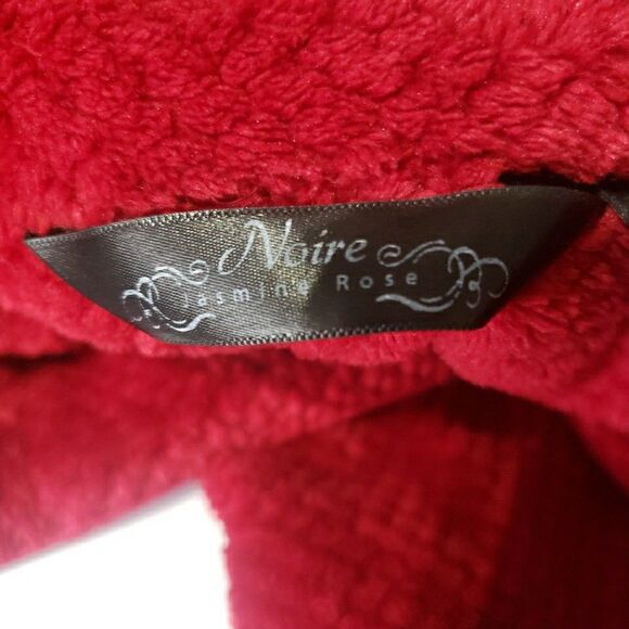 Noire Jasimine Rose Long Robe Long Sleeve Zip Front Pockets Polyester Red Size M - Picture 6 of 9